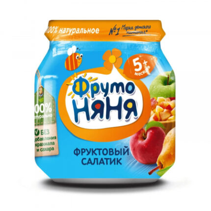 Фруто-няня Пюре фруктовый салатик яблоко,груша,персик 100 гр