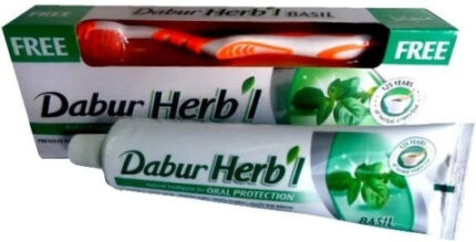 Зубная паста с базиликом Dabur Herbal Tooth Paste-smokers 150 гр,+ зубная щетка